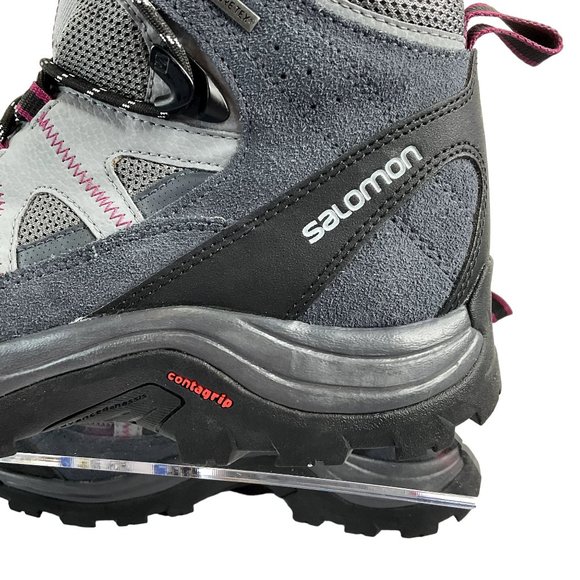 Salomon Boots Womens Sz 9.5 Gray Mauve Hiking Contagrip Ortholite $230 New - Picture 7 of 15